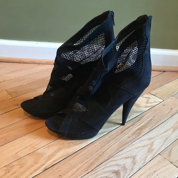 DOTS Netted Faux Suede Peep Toe Sandals Sz 10 - Picture 1 of 6